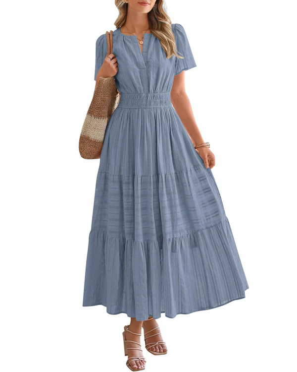Sophie | Flared Gathered Waist Maxi Dress