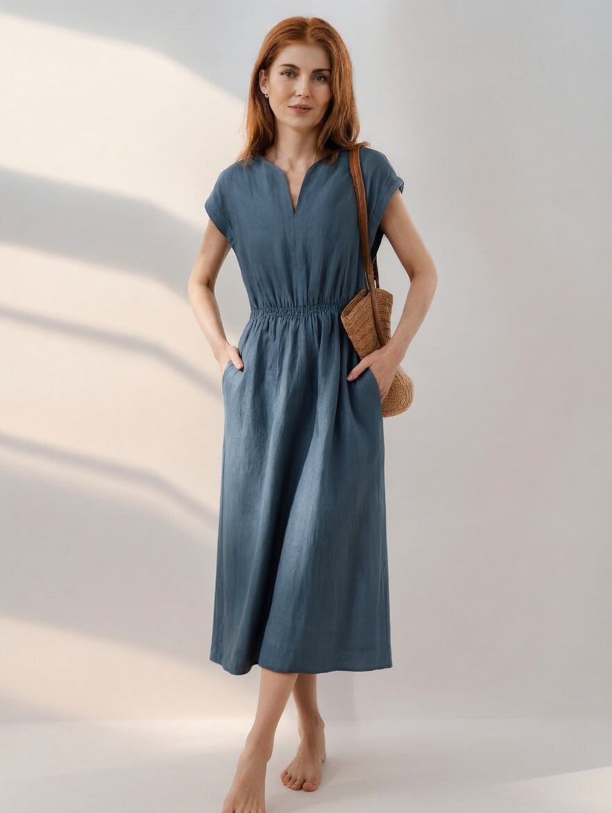 Lina — Flowing and elegant blended linen dress