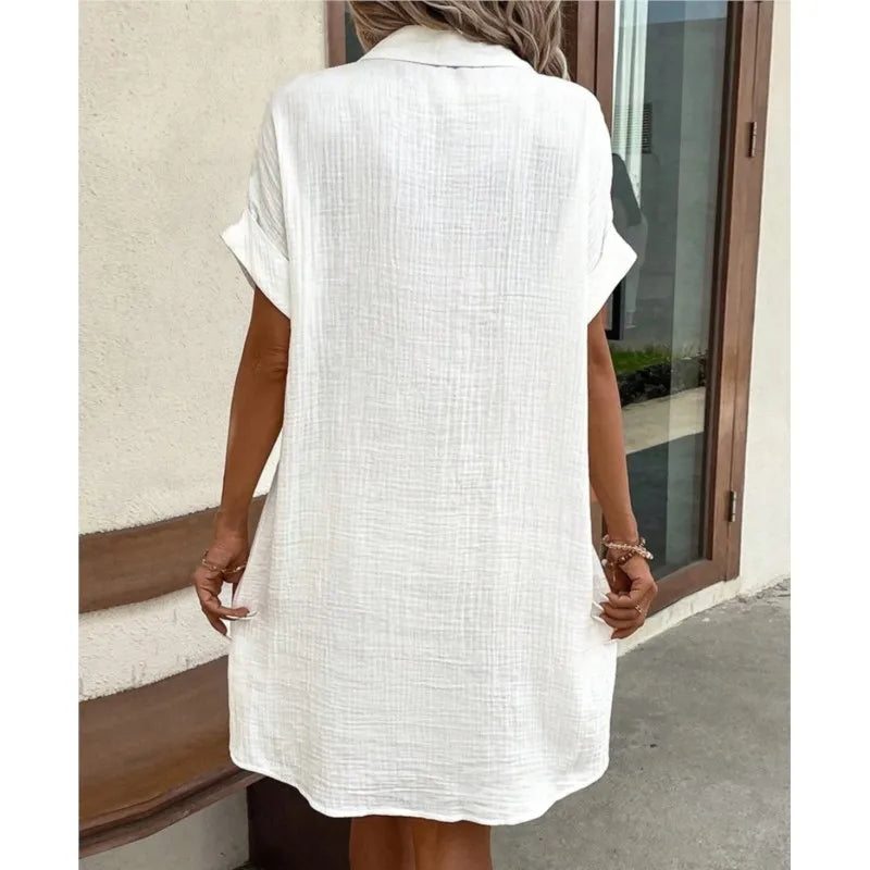 Mode Lumiére™ | Linen Button-Front Summer Dress