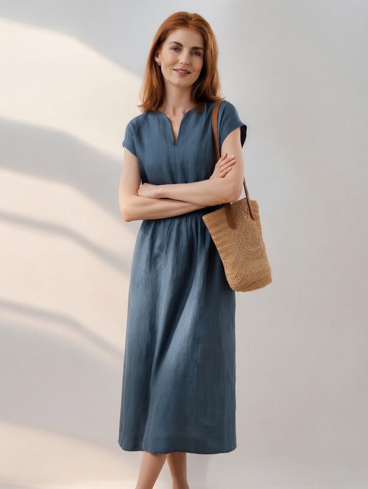 Lina — Flowing and elegant blended linen dress