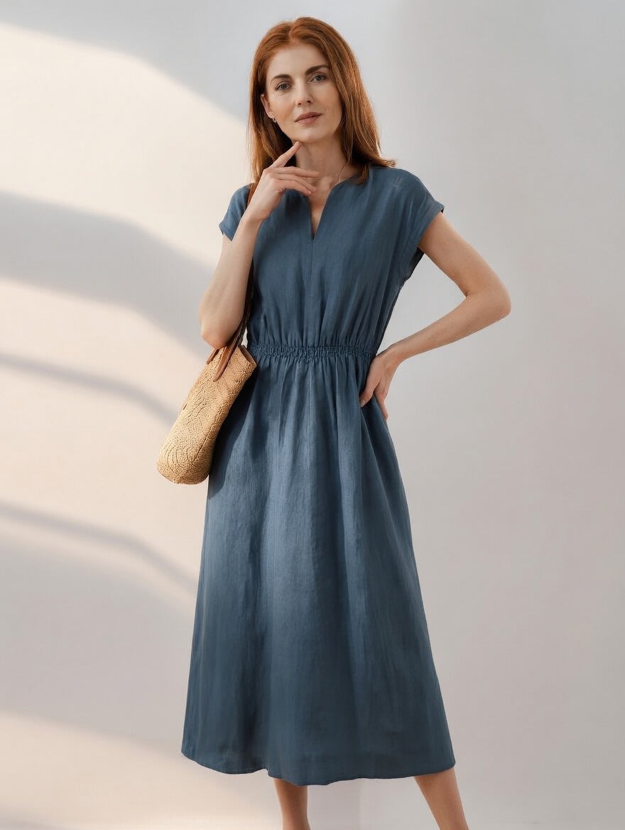 Lina — Flowing and elegant blended linen dress