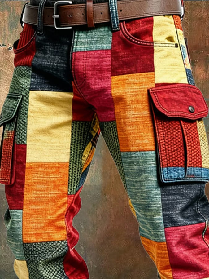 Men's patchwork cargo pants
