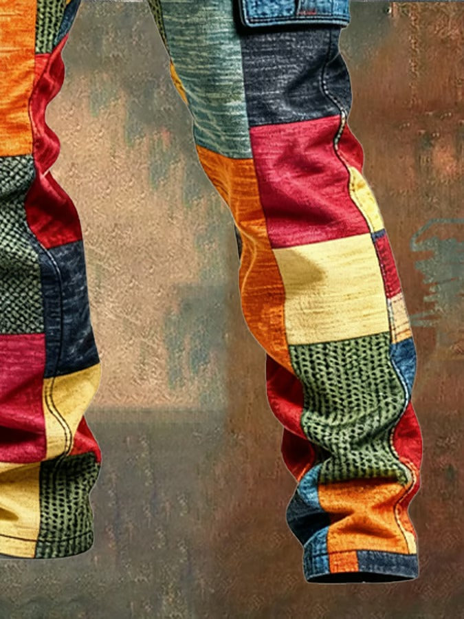 Men's patchwork cargo pants