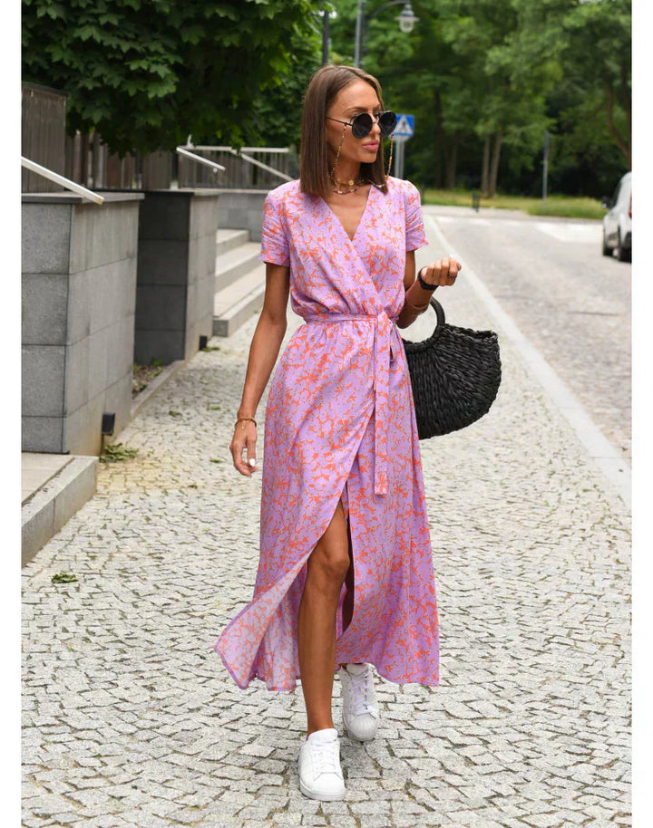 Mode Lumiére™ | Flattering V-Neck Elegant Dress