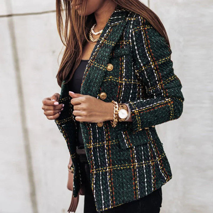 Women's Check Knit Blazer | Long Sleeve