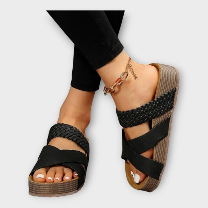 Mode Lumiére™ Platform Sandals with Braided Details and Wide Straps