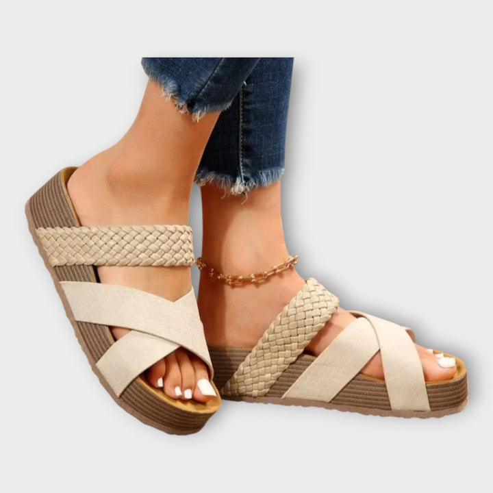 Mode Lumiére™ Platform Sandals with Braided Details and Wide Straps