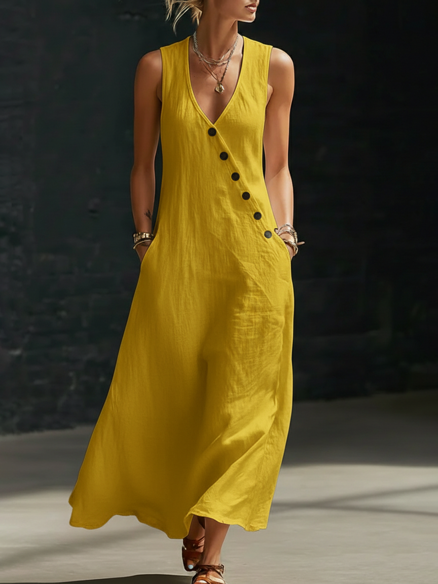 Sophie | Minimalist Button-Down Maxi Dress