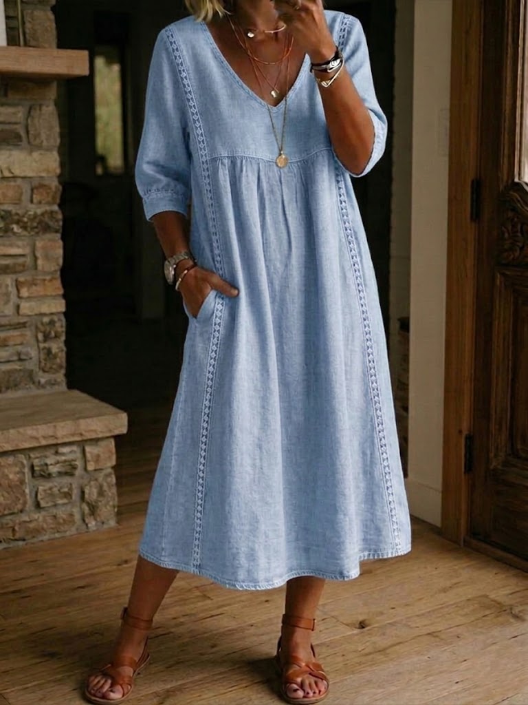 Aurélie | Loose Lace Linen and Cotton Dress