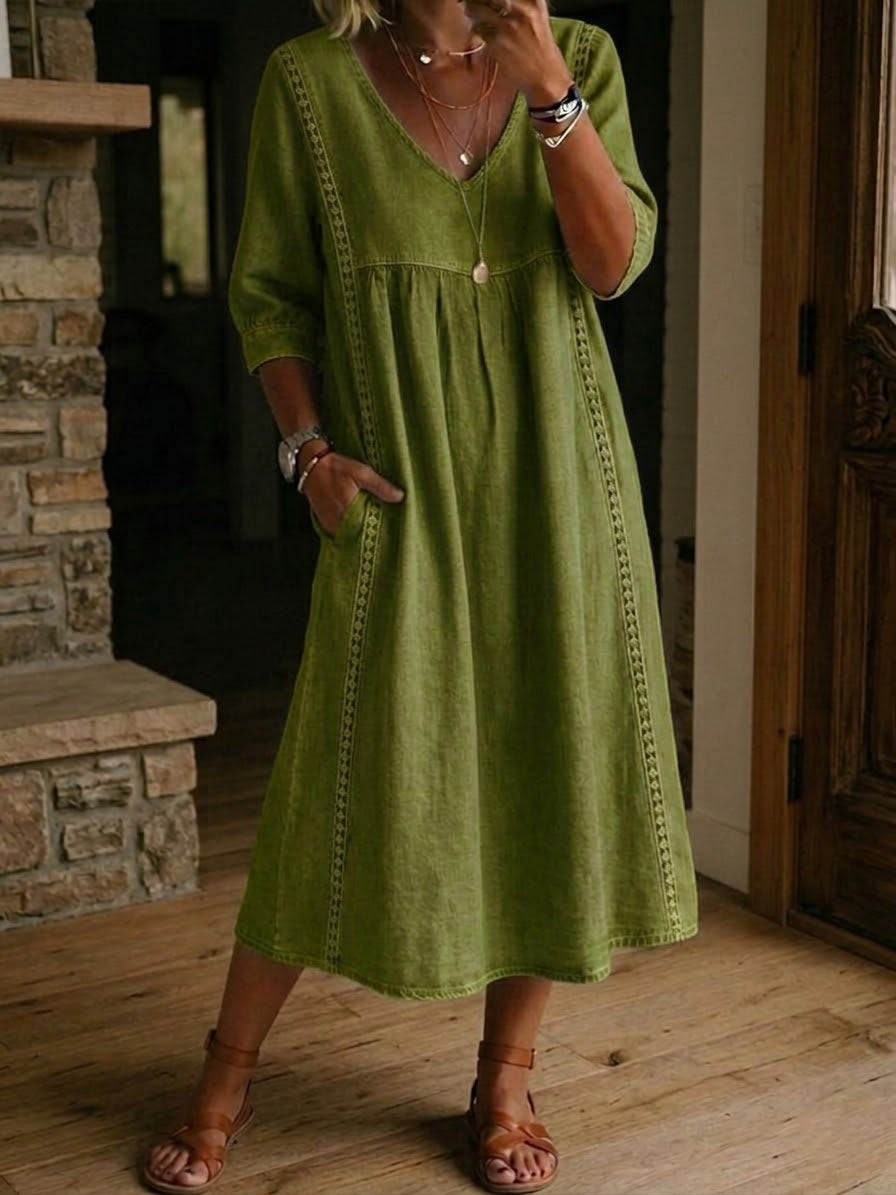 Aurélie | Loose Lace Linen and Cotton Dress