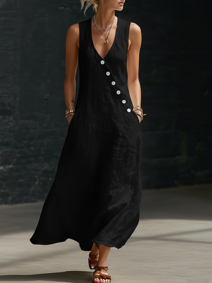 Sophie | Minimalist Button-Down Maxi Dress