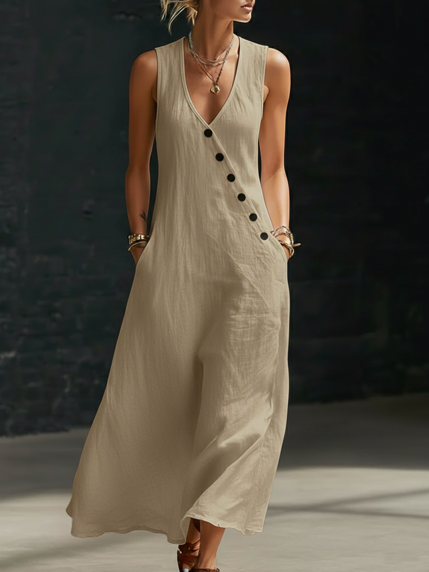 Sophie | Minimalist Button-Down Maxi Dress