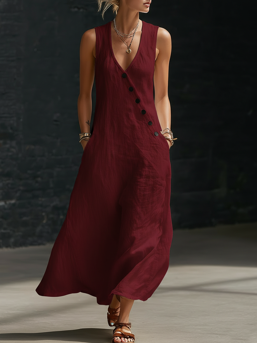 Sophie | Minimalist Button-Down Maxi Dress