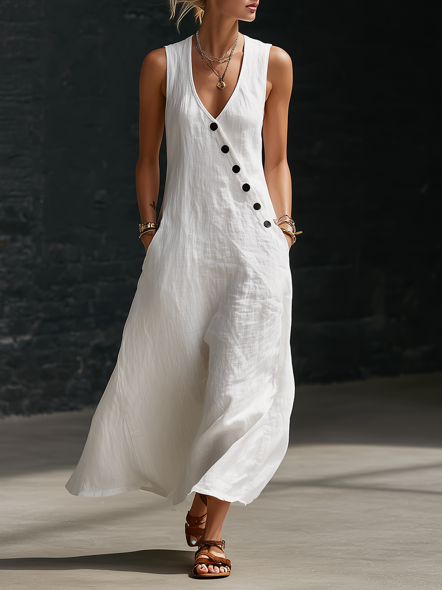 Sophie | Minimalist Button-Down Maxi Dress
