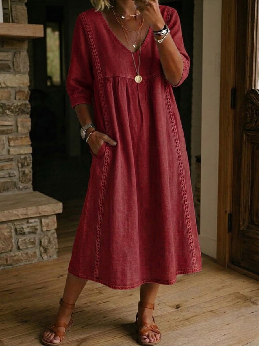 Aurélie | Loose Lace Linen and Cotton Dress