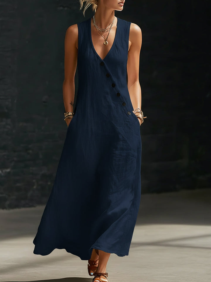 Sophie | Minimalist Button-Down Maxi Dress