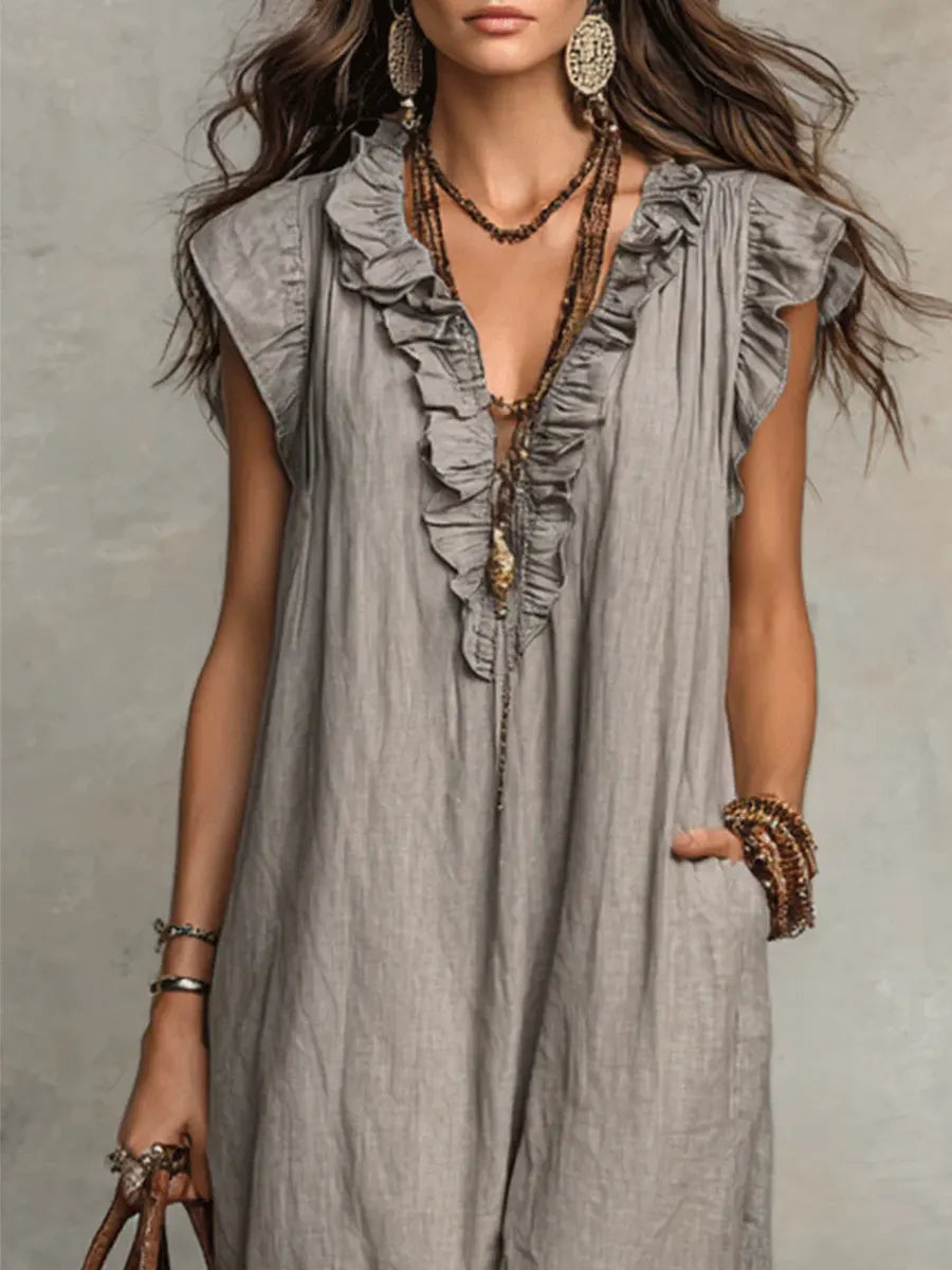 Camelia | Bohemian Long Linen and Cotton Dress