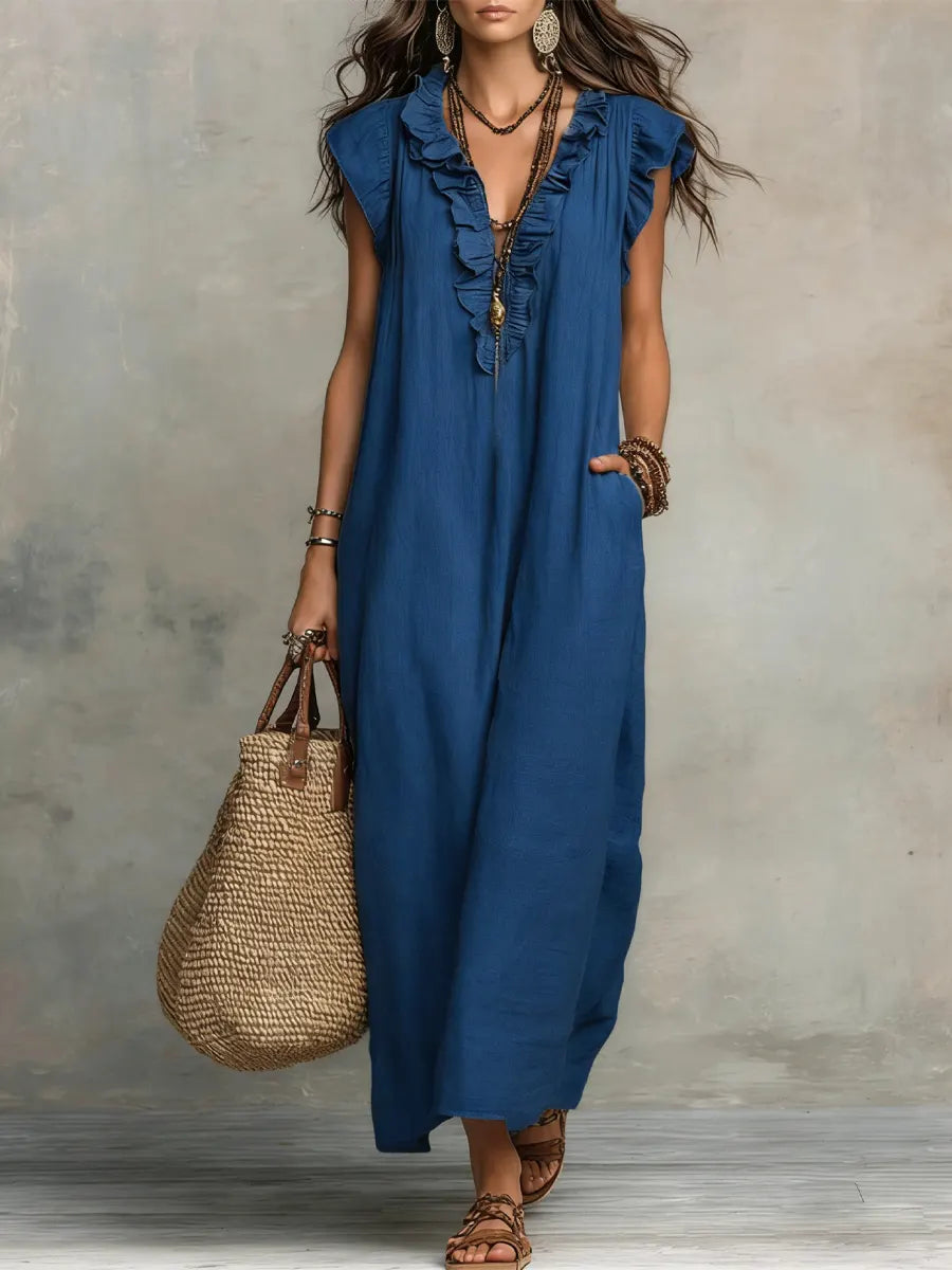 Camelia | Bohemian Long Linen and Cotton Dress