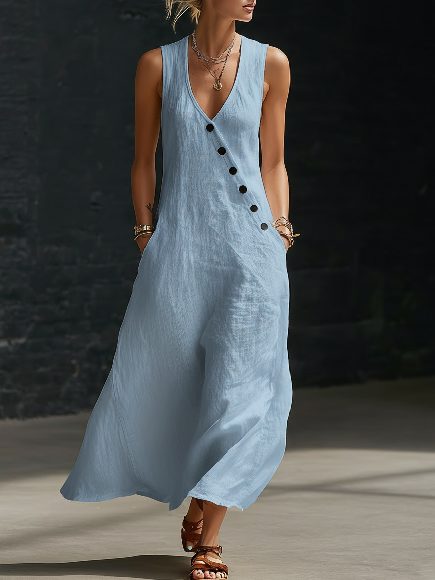 Sophie | Minimalist Button-Down Maxi Dress