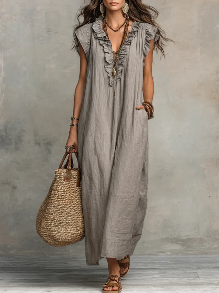 Camelia | Bohemian Long Linen and Cotton Dress