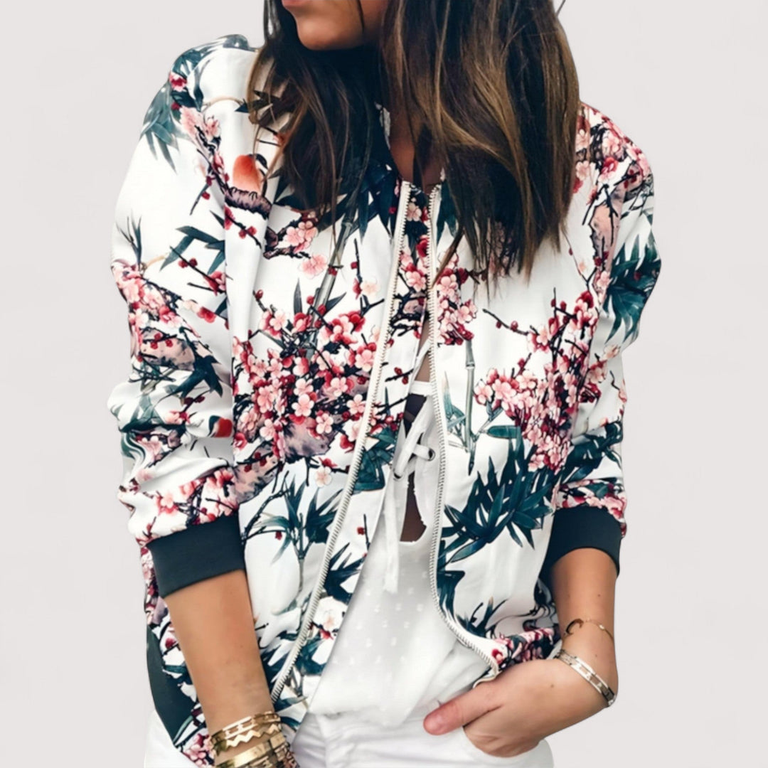 Light Mode | Stylish bomber jacket with floral pattern
