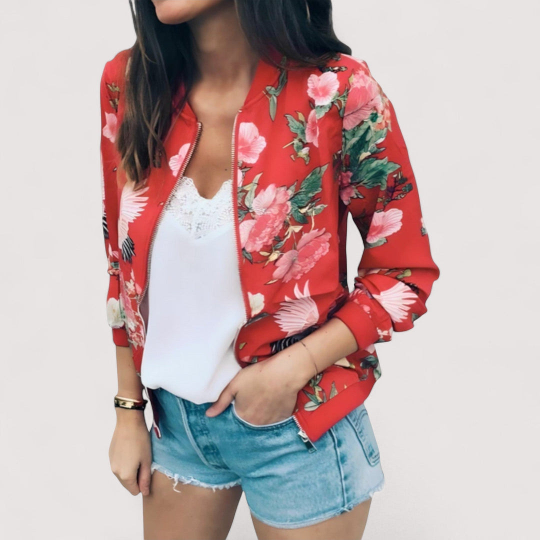 Light Mode | Stylish bomber jacket with floral pattern