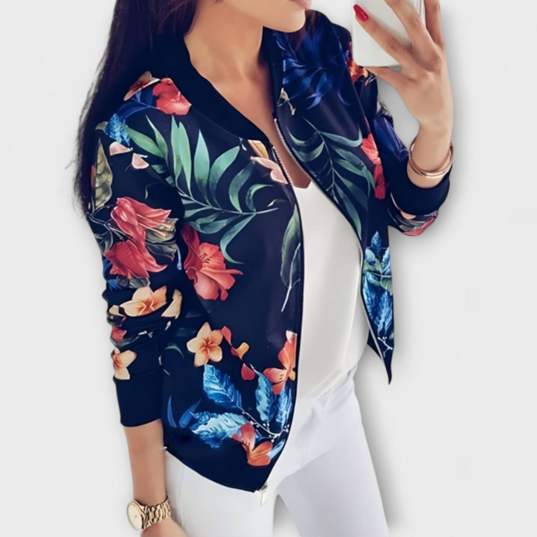 Light Mode | Stylish bomber jacket with floral pattern