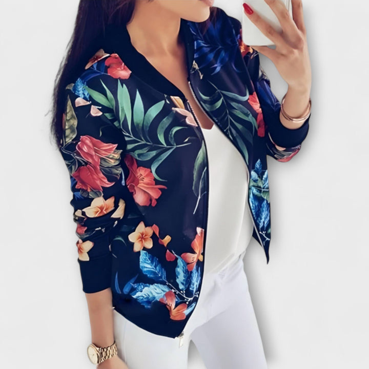 Light Mode | Stylish bomber jacket with floral pattern