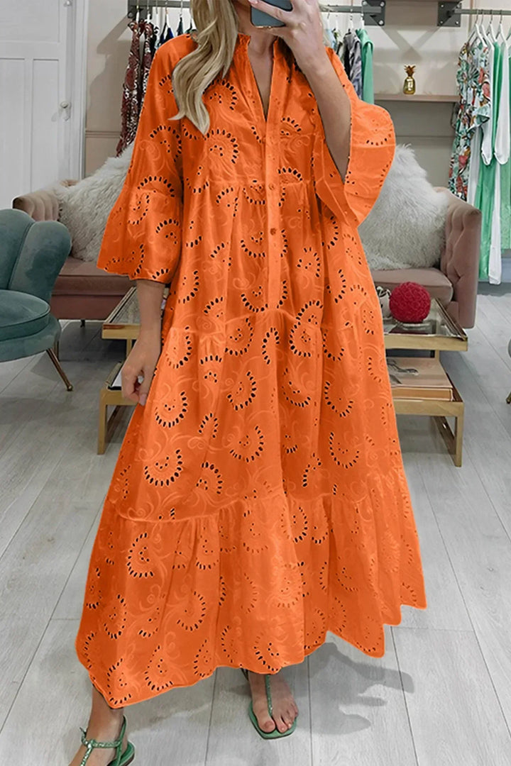 Isabelle | Broderie Anglaise Maxi Dress & 3/4 Sleeves