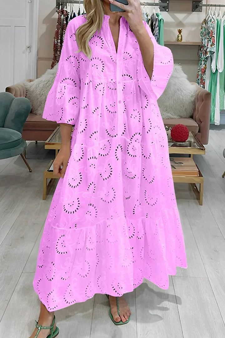 Isabelle | Broderie Anglaise Maxi Dress & 3/4 Sleeves