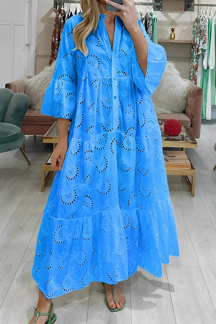 Isabelle | Broderie Anglaise Maxi Dress & 3/4 Sleeves