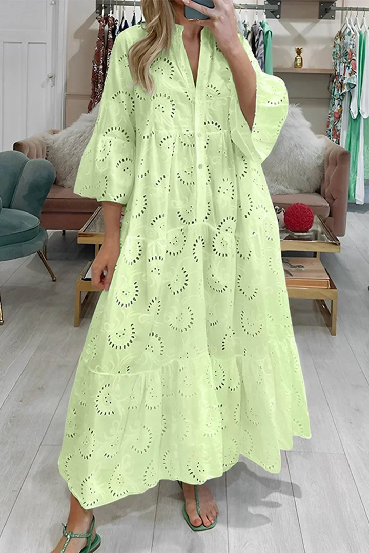 Isabelle | Broderie Anglaise Maxi Dress & 3/4 Sleeves