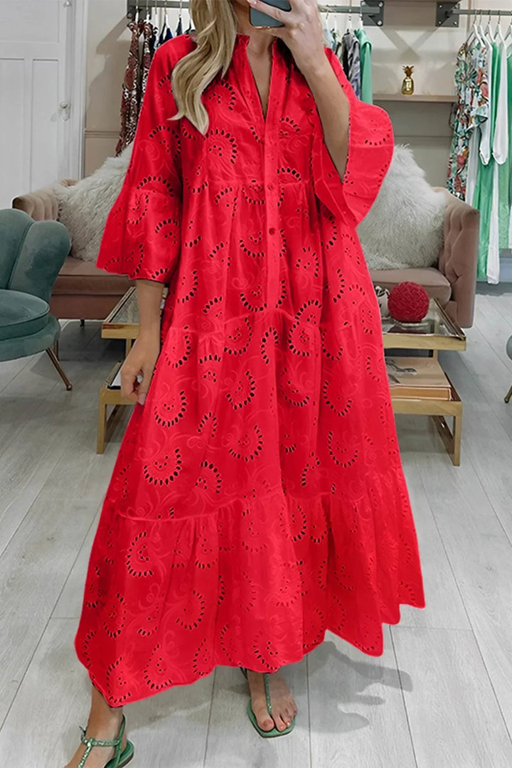 Isabelle | Broderie Anglaise Maxi Dress & 3/4 Sleeves