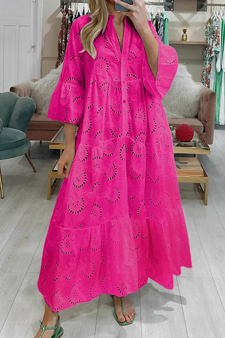 Isabelle | Broderie Anglaise Maxi Dress & 3/4 Sleeves