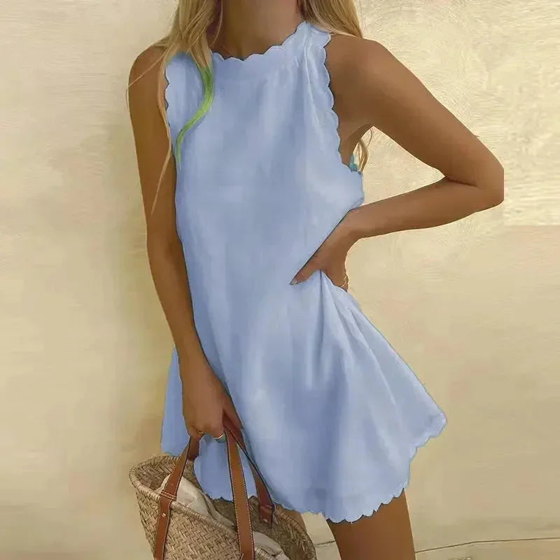 Juliette | Sleeveless Scalloped Edge Mini Dress