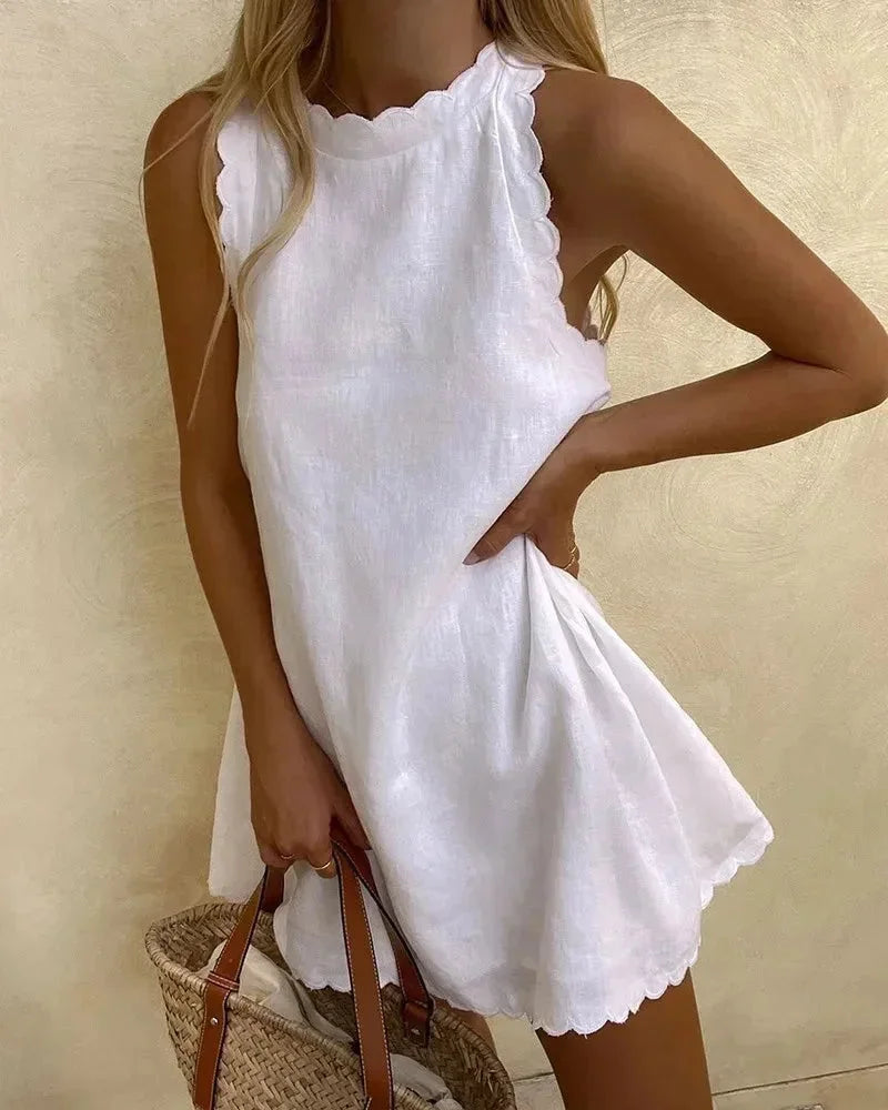 Juliette | Sleeveless Scalloped Edge Mini Dress