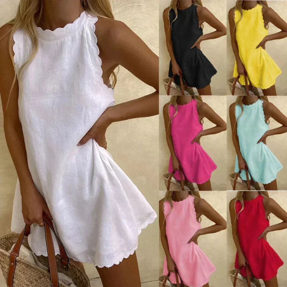 Juliette | Sleeveless Scalloped Edge Mini Dress