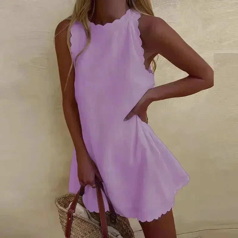 Juliette | Sleeveless Scalloped Edge Mini Dress