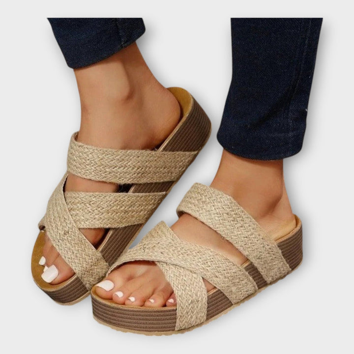 Mode Lumiére™ Platform Sandals with Braided Details and Wide Straps