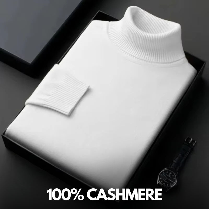 Cashmere sweater with knit collar